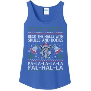 Deck The Halls With Skulls And Bodies Viking Christmas Ugly Gift Ladies Essential Tank