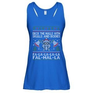 Deck The Halls With Skulls And Bodies Viking Christmas Ugly Gift Ladies Essential Flowy Tank