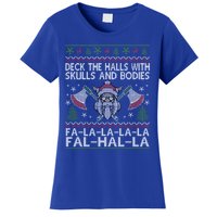 Deck The Halls With Skulls And Bodies Viking Christmas Ugly Gift Women's T-Shirt