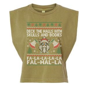 Deck The Halls With Skulls And Bodies Viking Christmas Ugly Gift Garment-Dyed Women's Muscle Tee