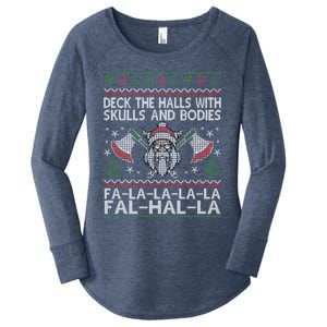 Deck The Halls With Skulls And Bodies Viking Christmas Ugly Gift Women's Perfect Tri Tunic Long Sleeve Shirt