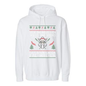 Deck The Halls With Skulls And Bodies Viking Christmas Ugly Gift Garment-Dyed Fleece Hoodie