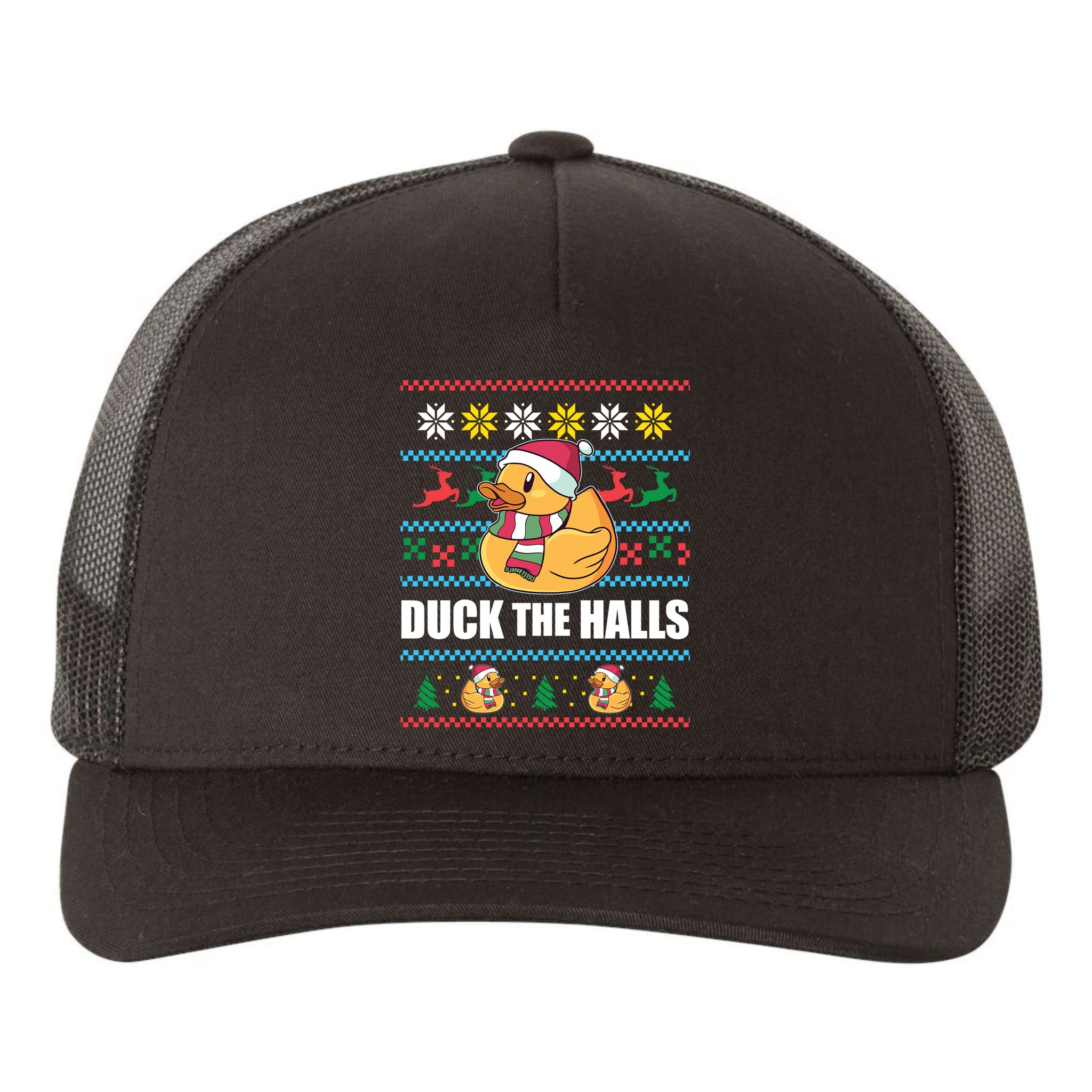 Duck The Halls Funny Ugly Christmas Sweater Meme Gift Cute Gift Yupoong Adult 5-Panel Trucker Hat