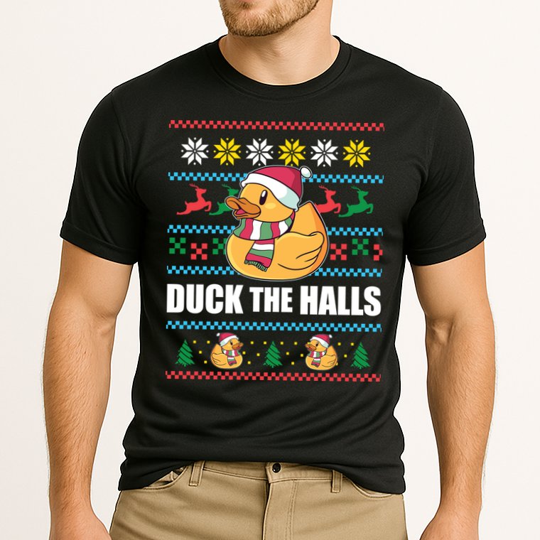Duck The Halls Funny Ugly Christmas Sweater Meme Gift Cute Gift Cooling Performance Crew T-Shirt