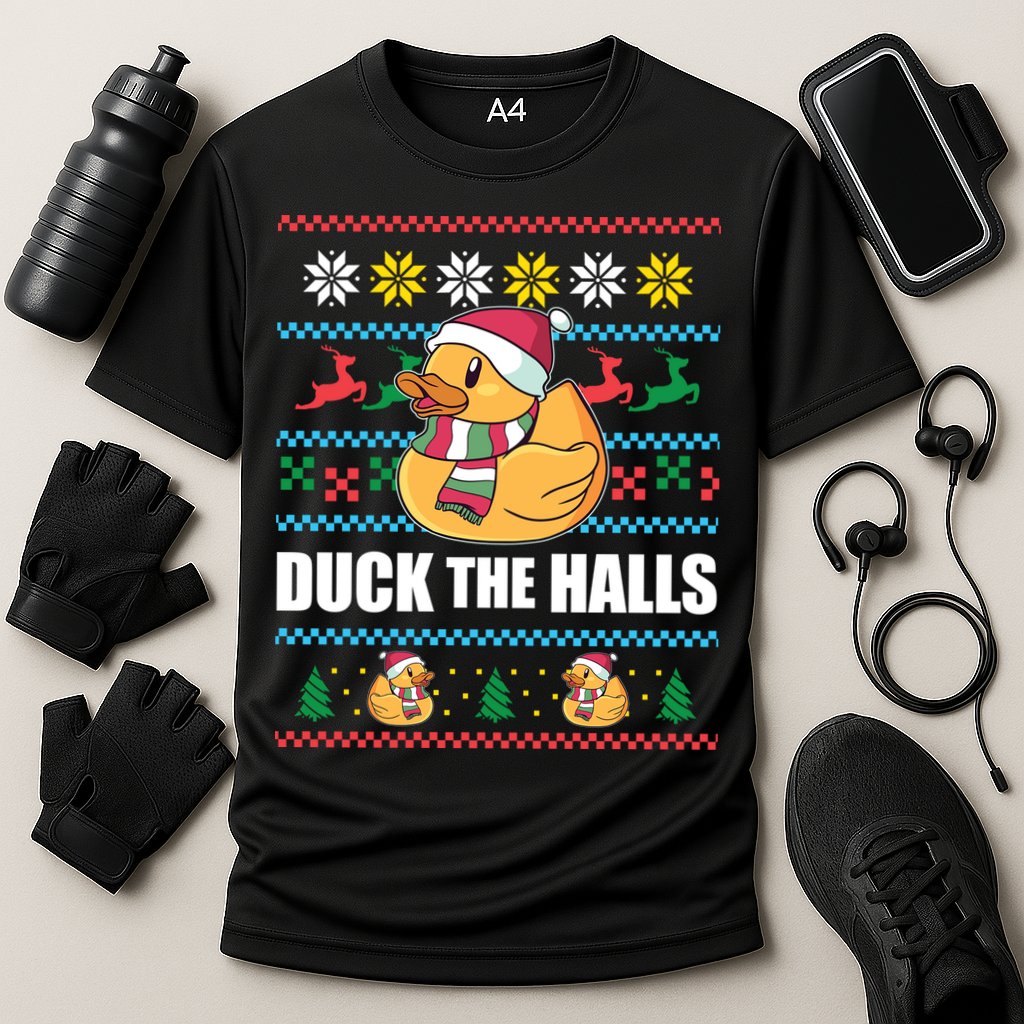Duck The Halls Funny Ugly Christmas Sweater Meme Gift Cute Gift Cooling Performance Crew T-Shirt
