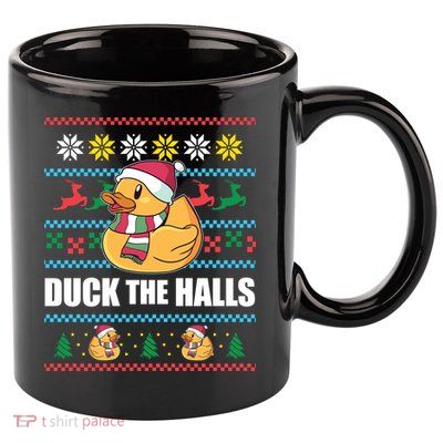 Duck The Halls Funny Ugly Christmas Sweater Meme Gift Cute Gift 11oz C Handle Ceramic Mug