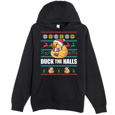 Duck The Halls Funny Ugly Christmas Sweater Meme Gift Cute Gift Premium Pullover Hoodie