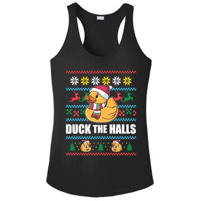 Duck The Halls Funny Ugly Christmas Sweater Meme Gift Cute Gift Ladies PosiCharge Competitor Racerback Tank