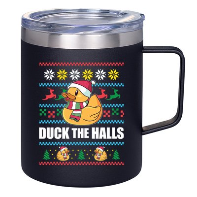 Duck The Halls Funny Ugly Christmas Sweater Meme Gift Cute Gift 12oz Stainless Steel Coffee Mug