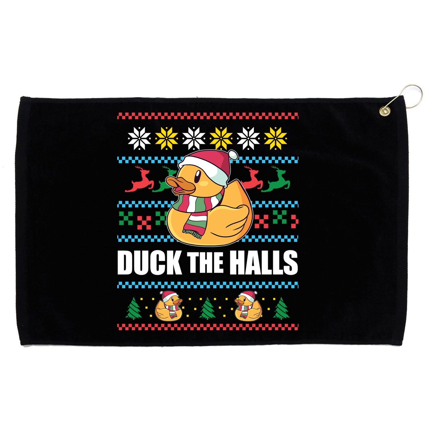 Duck The Halls Funny Ugly Christmas Sweater Meme Gift Cute Gift Grommeted Golf Towel