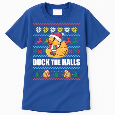 Duck The Halls Funny Ugly Christmas Sweater Meme Gift Cute Gift Tall T-Shirt