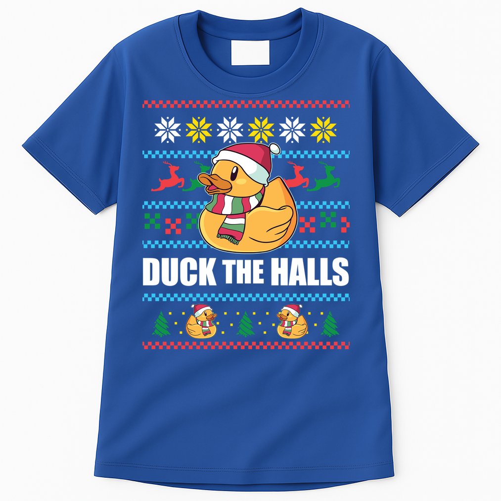 Duck The Halls Funny Ugly Christmas Sweater Meme Gift Cute Gift Tall T-Shirt