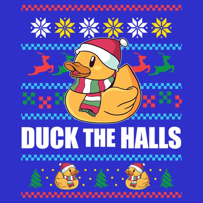 Duck The Halls Funny Ugly Christmas Sweater Meme Gift Cute Gift Tall T-Shirt