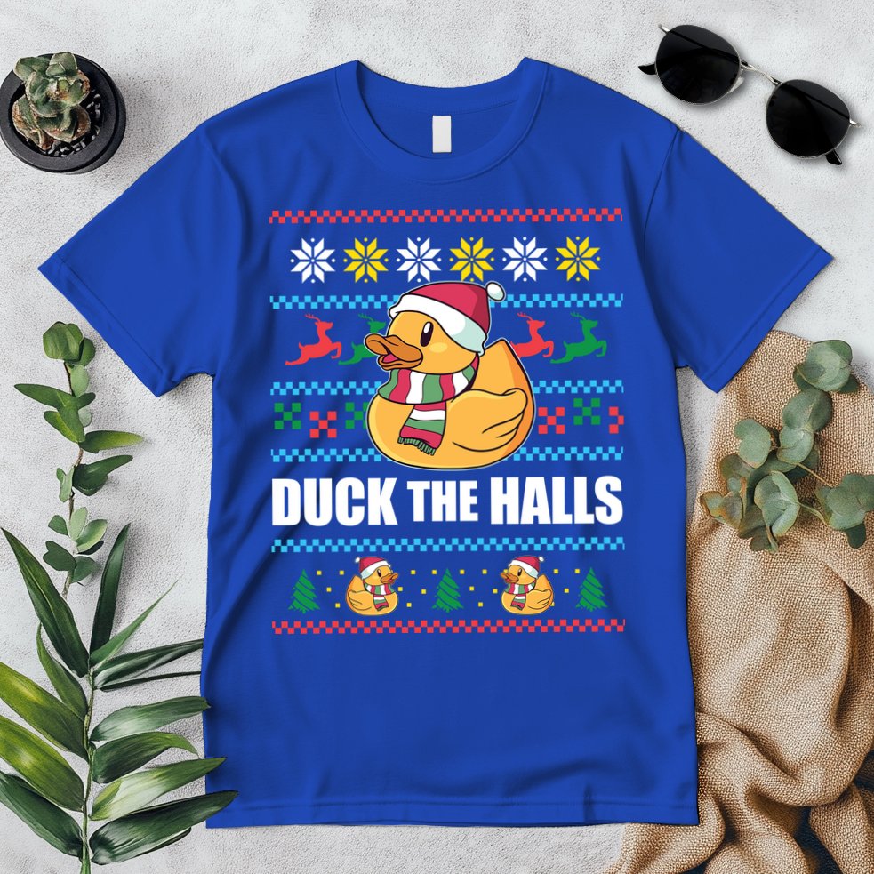 Duck The Halls Funny Ugly Christmas Sweater Meme Gift Cute Gift Premium T-Shirt