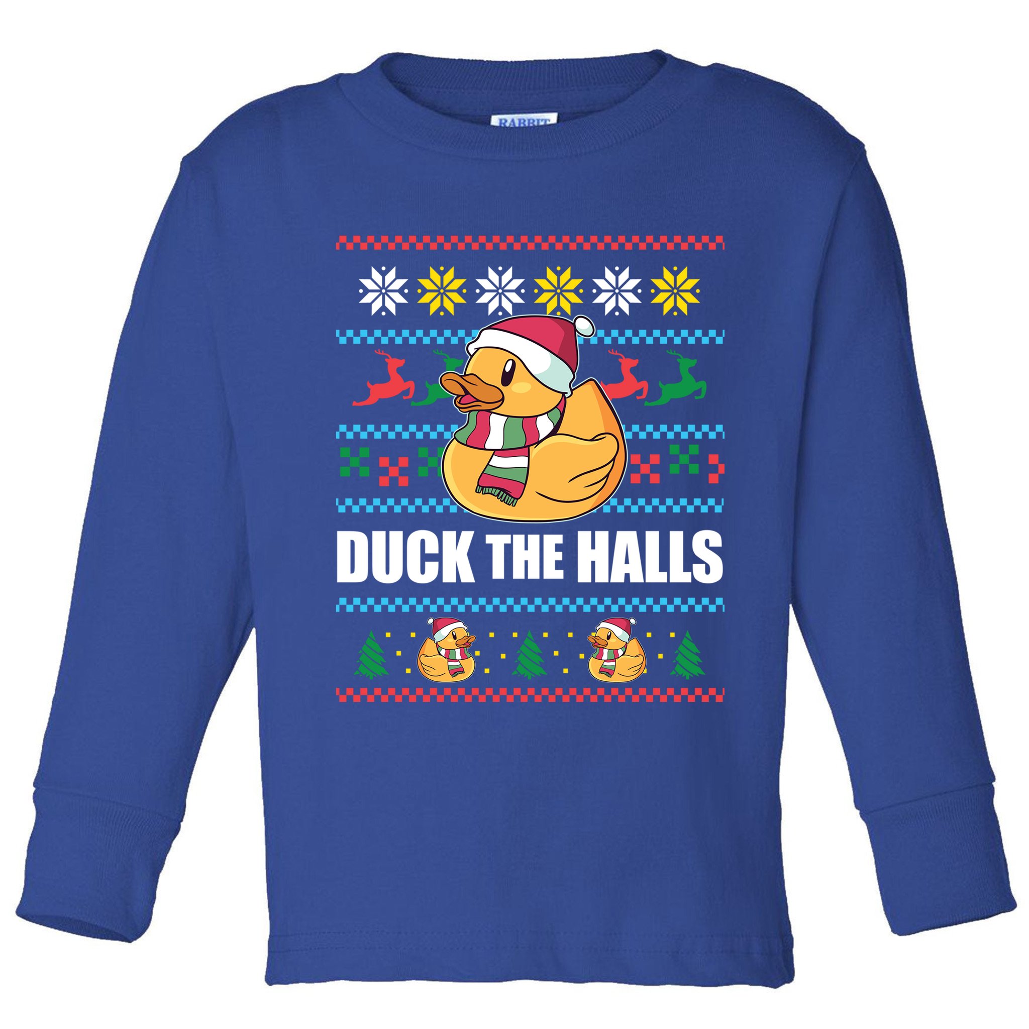 Duck The Halls Funny Ugly Christmas Sweater Meme Gift Cute Gift Toddler Long Sleeve Shirt