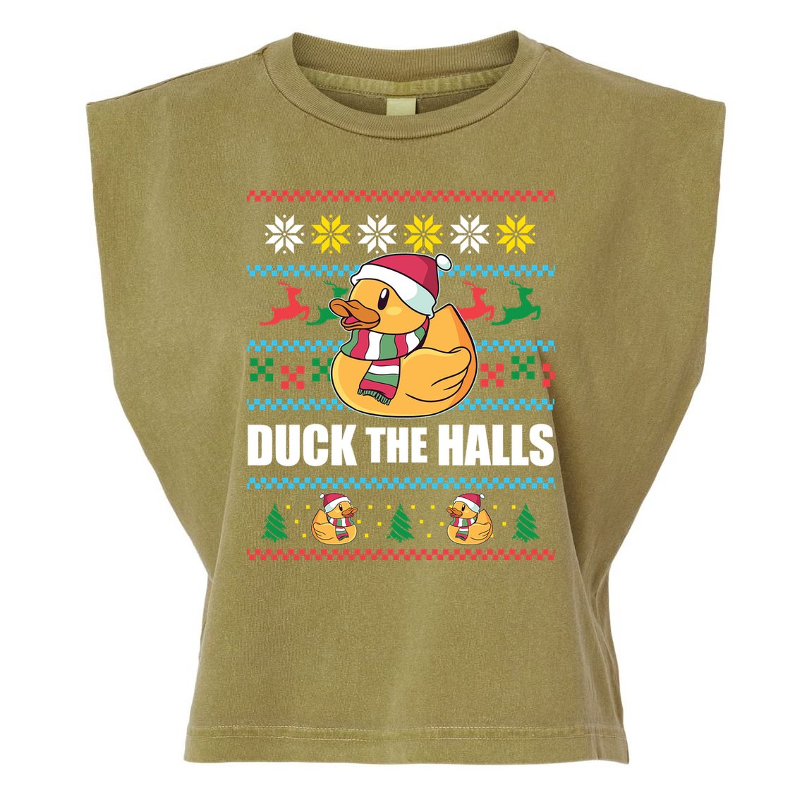 Duck The Halls Funny Ugly Christmas Sweater Meme Gift Cute Gift Garment-Dyed Women's Muscle Tee