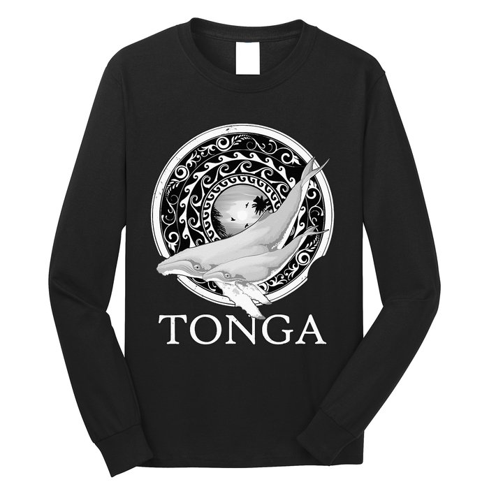 Dive Tonga Humpback Whales Polynesian Design Tonga Roots Long Sleeve Shirt