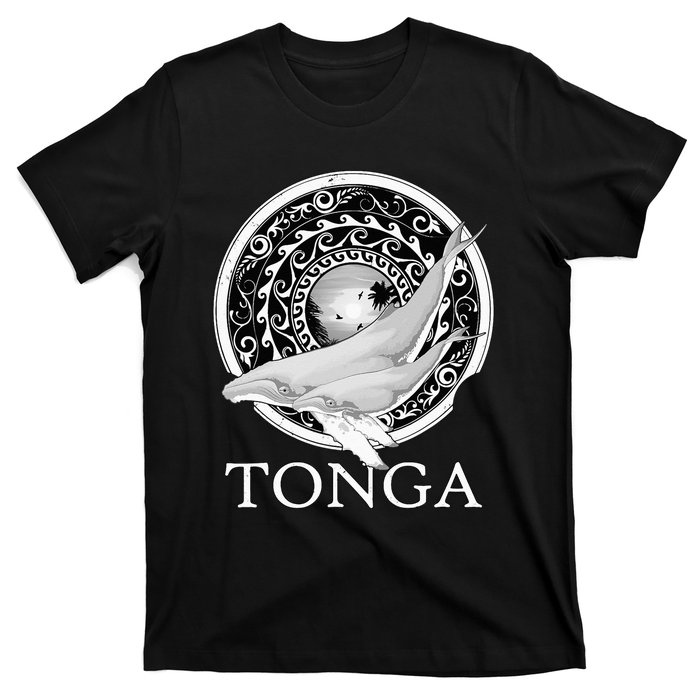 Dive Tonga Humpback Whales Polynesian Design Tonga Roots T-Shirt