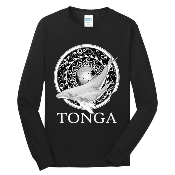 Dive Tonga Humpback Whales Polynesian Design Tonga Roots Tall Long Sleeve T-Shirt