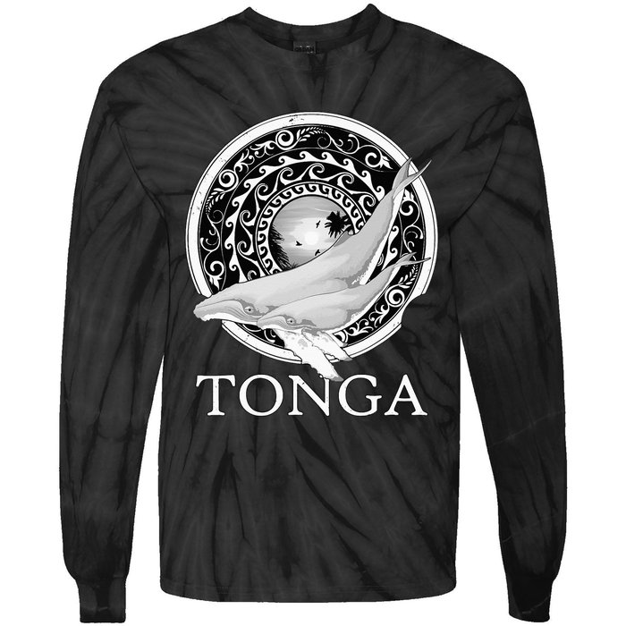 Dive Tonga Humpback Whales Polynesian Design Tonga Roots Tie-Dye Long Sleeve Shirt