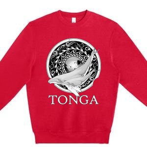 Dive Tonga Humpback Whales Polynesian Design Tonga Roots Premium Crewneck Sweatshirt