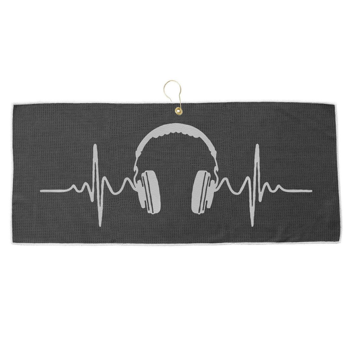 Detroit Techno House Music Festival Heartbeat EDM DJ Large Microfiber Waffle Golf Towel