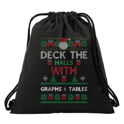 Deck The Halls With Graphs And Tables Christmas Xmas Pajamas Drawstring Bag