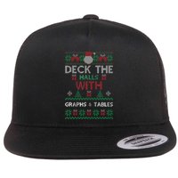 Deck The Halls With Graphs And Tables Christmas Xmas Pajamas Flat Bill Trucker Hat