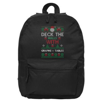 Deck The Halls With Graphs And Tables Christmas Xmas Pajamas 16 in Basic Backpack