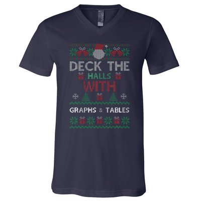 Deck The Halls With Graphs And Tables Christmas Xmas Pajamas V-Neck T-Shirt