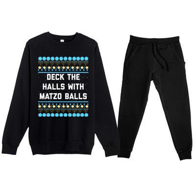 Deck The Halls With Matzo Balls Funny Jewish Premium Crewneck Sweatsuit Set