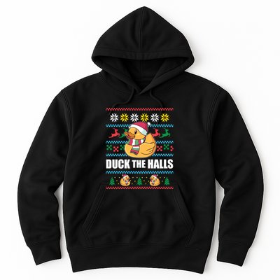 Duck The Halls! Ugly Christmas Jumper Funny Santa Claus Meme Hoodie