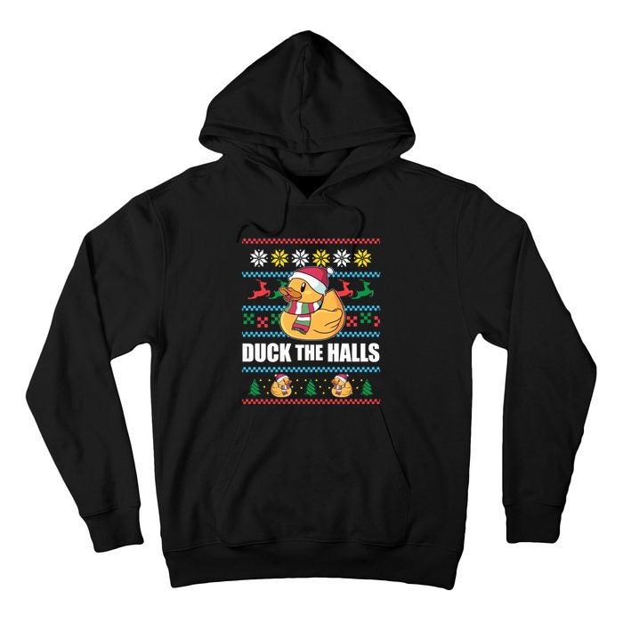 Duck The Halls! Ugly Christmas Jumper Funny Santa Claus Meme Hoodie