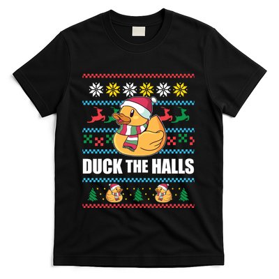 Duck The Halls! Ugly Christmas Jumper Funny Santa Claus Meme T-Shirt