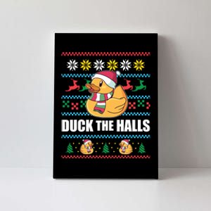 Duck The Halls! Ugly Christmas Jumper Funny Santa Claus Meme Canvas