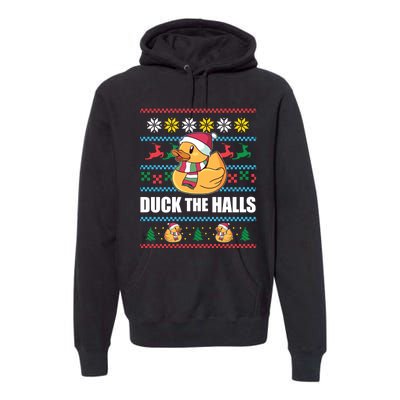 Duck The Halls! Ugly Christmas Jumper Funny Santa Claus Meme Premium Hoodie