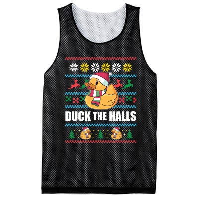 Duck The Halls! Ugly Christmas Jumper Funny Santa Claus Meme Mesh Reversible Basketball Jersey Tank