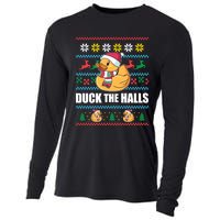 Duck The Halls! Ugly Christmas Jumper Funny Santa Claus Meme Cooling Performance Long Sleeve Crew