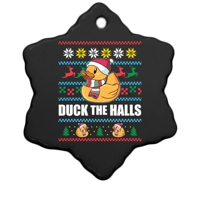 Duck The Halls! Ugly Christmas Jumper Funny Santa Claus Meme Ceramic Star Ornament