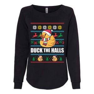 Duck The Halls! Ugly Christmas Jumper Funny Santa Claus Meme Womens California Wash Sweatshirt