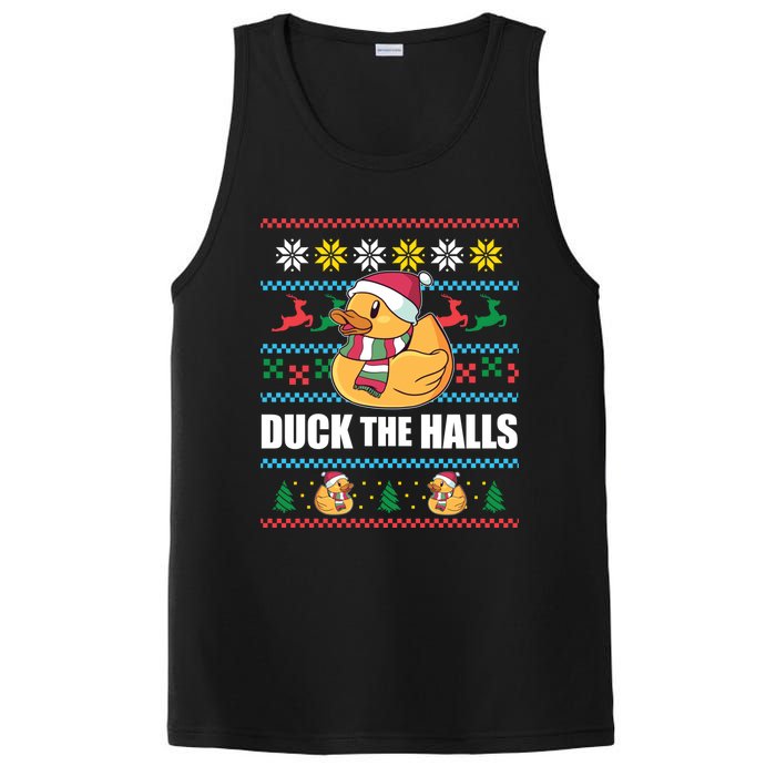 Duck The Halls! Ugly Christmas Jumper Funny Santa Claus Meme PosiCharge Competitor Tank