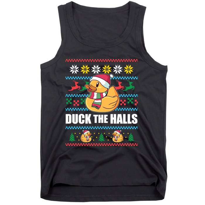 Duck The Halls! Ugly Christmas Jumper Funny Santa Claus Meme Tank Top