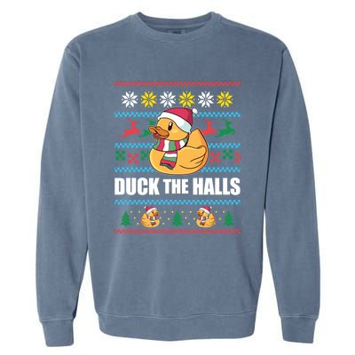 Duck The Halls! Ugly Christmas Jumper Funny Santa Claus Meme Garment-Dyed Sweatshirt