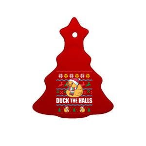 Duck The Halls! Ugly Christmas Jumper Funny Santa Claus Meme Ceramic Tree Ornament