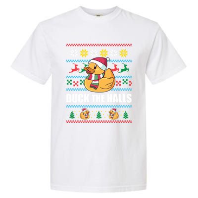 Duck The Halls! Ugly Christmas Jumper Funny Santa Claus Meme Garment-Dyed Heavyweight T-Shirt