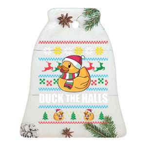 Duck The Halls! Ugly Christmas Jumper Funny Santa Claus Meme Ceramic Bell Ornament