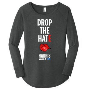 Drop The Hate No Maga Hat Vote Kamala Harris Tim Walz 24 Women's Perfect Tri Tunic Long Sleeve Shirt