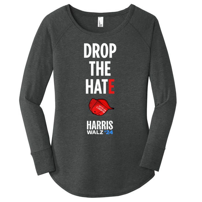 Drop The Hate No Maga Hat Vote Kamala Harris Tim Walz 24 Women's Perfect Tri Tunic Long Sleeve Shirt