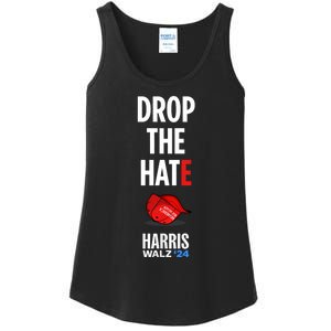 Drop The Hate No Maga Hat Vote Kamala Harris Tim Walz 24 Ladies Essential Tank