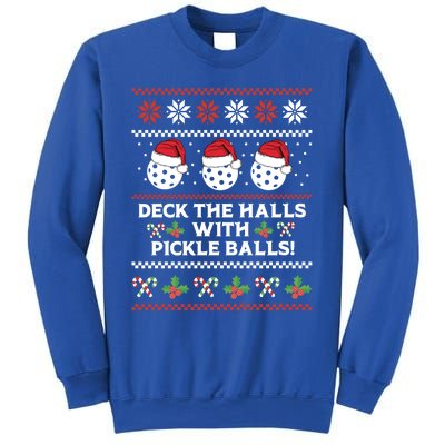 Deck The Halls Pickle Balls Ugly Christmas Pickleball Memes Gift Sweatshirt